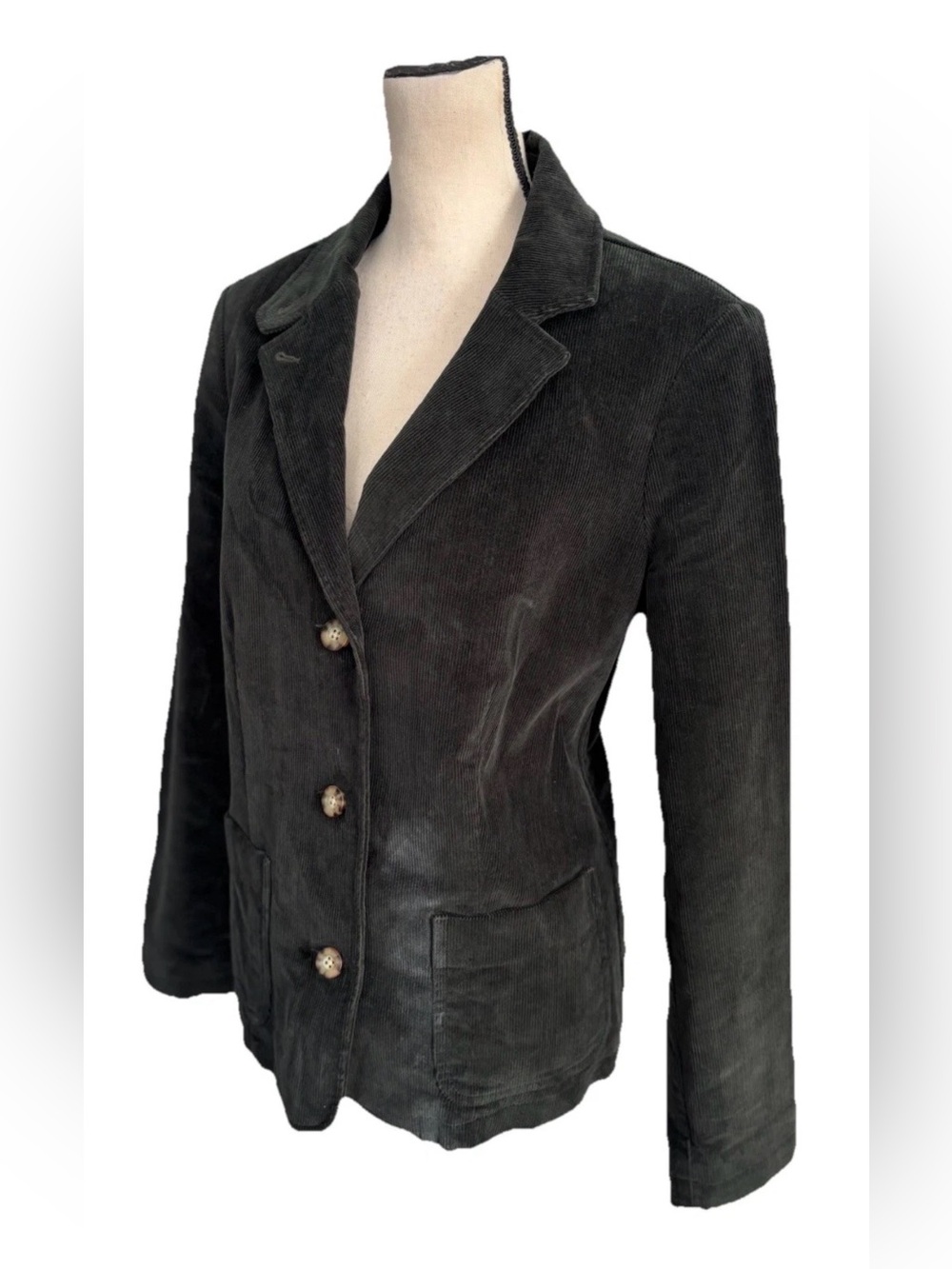 Vintage L.L. Bean Dark Green Corduroy Blazer Sport Jacket Size 14